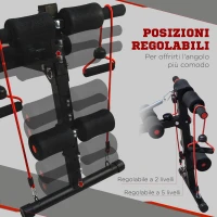 HOMCOM Panca Multifunzione con Vogatore a Molla e Schienale Regolabile e 2 Corde Elastiche, 55.5x137.5 cm Nero(m-5)