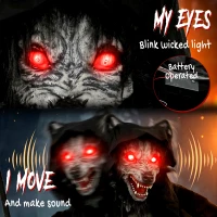 HOMCOM Halloween Standing Werewolf Animated Decoration with Light-Up Eyes, Sound and Touch Activated(m-4)