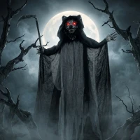 HOMCOM Halloween Standing Werewolf Animated Decoration with Light-Up Eyes, Sound and Touch Activated(m-10)