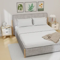 HOMCOM Conjunto de 2 Mesas de Cabeceira Modernas com 2 Gavetas de Deslizamento Silencioso Pés de Madeira 40x35x50 cm Branco Brilhante e Carvalho(m-2)