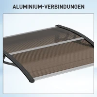 Outsunny® luifel voordeurluifel 120 x 80 cm luifel overkapping polycarbonaat polycarbonaat bruin | Aosom.de(m-7)