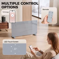 HOMCOM 2000W Smart Panel Heater Wall Mounted & Freestanding, Electric Heater with Weekly Timer, Open Window & Anti-Frost, Grey(m-4)