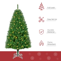 HOMCOM 5FT Christmas Tree Warm White LED Light Holiday Home Decoration, Green(m-4)