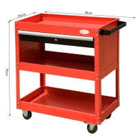 Homcom Chariot à Outils en Acier Rouge et Noir 78 x 35 x 76 cm(m-3)