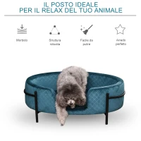 PawHut Cuccia per Cani da Interni, Divano per Gatti e Cani di Taglia Piccola e Media Max. 15kg, Verde Petrolio 70x50.5x25.5cm(m-4)
