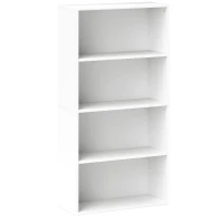 HOMCOM Estante de 4 Níveis Estante para Livros com 2 Prateleiras Ajustáveis para Sala de Estar Escritório Quarto 60x24x115,5 cm Branco(m-1)