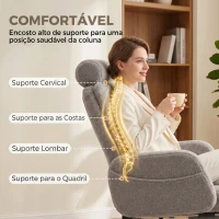 HOMCOM Cadeira de Escritório com Apoio para Pés Estofada em Borreguito e Encosto Reclinável  67x74x107-115 cm Cinzento Claro(m-4)