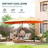 Outsunny 4.6m Double Garden Parasol - Orange(m-5)