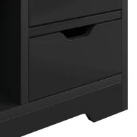 HOMCOM Bedside Table, Small Bedside Cabinet with 2 Drawers and Storage Shelves for Bedroom, Black Wood Effect(m-13)