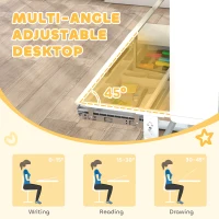 AIYAPLAY Kids Desk Height Adjustable with Tilt-Desktop, Hutch, Drawer, Storage Shelf, Pegboard, for 3-12 Years Old, Natural(m-5)