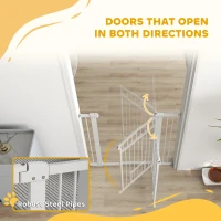 PawHut Barrière pour chien, largeur ajustable 76-102cm, barrière extra large avec porte pour chat, blanc(m-8)