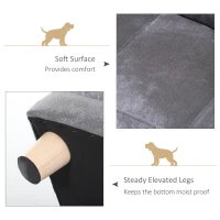 PawHut Dog Sofa Bed for Small-Sized Dogs, Elevated Pet Chair with PU Cover, Soft Cushion, Cat Couch Lounger with Anti-slip Legs - Grey(m-7)