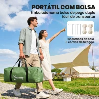 Outsunny Tenda de Campismo Familiar para 4 Pessoas Tenda Dobrável Impermeável para Praia Parque 430x240x170 cm Verde(m-7)