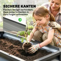 Outsunny Metalen Verhoogd Bed 2er-Set, Open Bodem, Voor Tuin Balkon, 110x50x30cm, Donkergrijs(m-6)