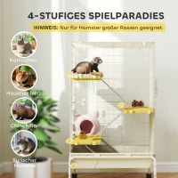 PawHut Kleintierkäfig, Haustierkäfig mit 4 Ebenen, Futterschale, Wasserflasche, 88 x 48 x 150,5 cm, Beige(m-4)