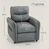 HOMCOM Accent Chair, Faux Leather Armchair - Grey(m-3)