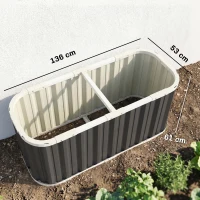 Outsunny Hochbeet Metall 136 x 53 x 61 cm Tief Gartenbeet mit Schutzkanten Pflanzenetiketten Handschuhe Offenem Boden(m-3)