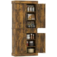 HOMCOM Tall Kitchen Cupboard, Kitchen Pantry Cabinet with Drawer, Shelves, Brown(m-11)