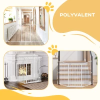 PawHut Barrière pour chien en acier à 3 panneaux pliante double verrouillage et porte intégrée pour porte et escalier blanc(m-4)