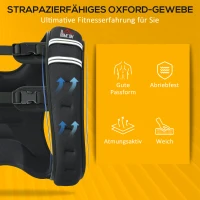HOMCOM Gewichtsvest 5 kg Verstelbaar voor Gewichtstraining Krachttraining Mannen/Vrouwen Oxford-Stof Metaalzand Zwart 40 x 35 cm(m-4)