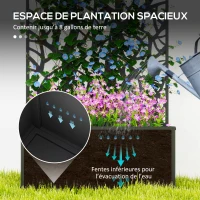 Outsunny Jardinière avec treillis, bac à fleurs pour plantes grimpantes, légumes, fleurs en métal 61 x 23 x 113 cm noir(m-4)
