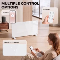 HOMCOM Smart Panel Heater Wall Mounted Freestanding, Electric Heater with Weekly Timer, Open Window & Anti-Frost, 2000W, White(m-4)