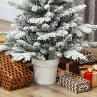 HOMCOM Mini kerstboom 90 cm met 296 takpunten, sneeuweffect en witte pot - tafelkerstboom voor thuis en kantoor, wit(m-11)