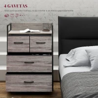 HOMCOM Cómoda de Quarto Armário de Armazenamento com 4 Gavetas Dobráveis Prateleira Aberta e Estrutura de Aço para Sala Entrada 60x29x85 cm Cinzento(m-4)