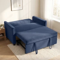 HOMCOM 2 Seater Sofa Bed, 3-in-1 Convertible Pull Out Sleeper Sofa with Click-Clack Adjustable Backrest, Dark Blue(m-8)