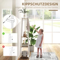 HOMCOM Kleiderständer, Trapez-Design, dreistufig, 8 Doppelhaken, Stahll, Weiß+Eiche(m-6)