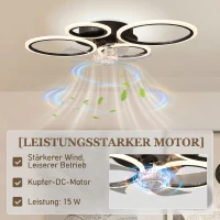 HOMCOM Deckenventilator mit Licht und Fernbedienung, 77 cm LED-Deckenventilator mit 3 Lichtfarben, 6 Geschwindigkeiten, Timer(m-6)