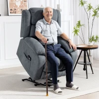 HOMCOM Power Lift Recliner Chair with Vibration Massage, Lift Chair for Elderly with Footrest, Remote, Side Pocket, Grey(m-2)