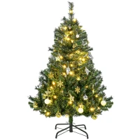 HOMCOM Weihnachtsbaum Christbaum Kunsttanne, 1,2m, LEDs, inkl. Stern, 75 cm x 75 cm x 120 cm, Grün(m-1)