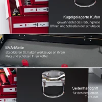 HOMCOM Gereedschapskist, afsluitbaar, 6 lades, stalen behuizing, 60x26x34cm, Rood+Zwart(m-6)