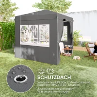 Outsunny 2,5 x 2,5 m Pop-up Paviljoen met Zijwanden en Transporttas, UPF50+ Hoogte Verstelbaar Tuinpaviljoen, Donkergrijs(m-6)