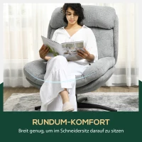 HOMCOM draaibare loungestoel voor de woonkamer, brede zitting, dikke kussens, comfortabele relaxstoel in chenille-look, waterafstotend, ideale leesstoel voor het slaapkamer, grijs(m-5)
