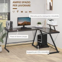 HOMCOM Scrivania Angolare Reversibile per Computer e PC in Stile Industriale, per Ufficio o Camera, in Legno 155x115x91.5cm(m-4)