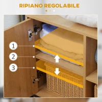 HOMCOM Appendiabiti in Acciaio e Legno Stile Industriale con Scarpiera e Ripiani, 80x40x180cm(m-5)