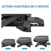 HOMCOM Reposapiés con Altura y Ángulo Ajustable Reposa Pies con Superficie de Masaje y Almohadillas Antideslizantes Negro(m-5)