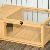 PawHut Terrario para Reptéis Casa para Tartarugas de Madeira com Painéis Laterais Transparentes e Trava 91x60,5x32 cm Madeira(m-8)