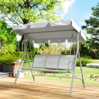 Outsunny Balancín Jardín Exterior de 3 Plazas con Toldo Ajustable Respaldo Transpirable y Marco de Metal 171x108x154 cm Gris(m-10)