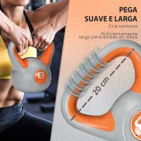 SPORTNOW Kettlebell 8kg Peso Russo com Revestimento de PU e Enchimento de Areia para Treinamento 20x14x24cm Laranja e Cinza(m-4)