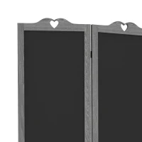 HOMCOM Biombo Separador de Ambientes Dobrável de 4 Painéis de Madeira com Quadros 162x172 cm Cinzento(m-8)