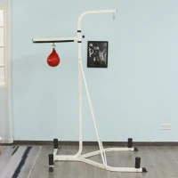HOMCOM Piattaforma con Pera da Boxe per Allenamento, Stazione da Boxe in Acciaio, Supporto per Punching Ball Rossa, 115x156x224cm(m-10)