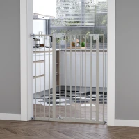 Barrière de sécurité Longueur réglable dim. 74-80 cm ou 91,5-97,5 cm métal Plastique Blanc(m-10)