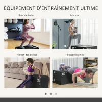 HOMCOM Box jump pliometrie 3 en 1 appareil musculation fitness plyobox pour box training 51/61/75 cm PE noir(m-4)