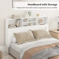 HOMCOM King-Size Headboard with Storage, Freestanding Bed Headboard with 4 Open Compartments for Bedroom, White(m-4)