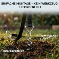 SPORTNOW Bodenanker Schraube 4er Set 32 cm spiralförmige Trampolin Pfähle Anker mit Dreiecksgriff, verstellbare Gurte Silber(m-6)