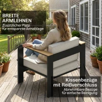 Outsunny Tuinmeubelset aluminium zitgroep voor 4 personen waterafstotend extra diep met 2-zitsbank, 2 fauteuils en bijzettafel(m-8)