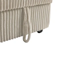 HOMCOM Corduroy Click Clack Sleeper Sofa with Pull Out Design, 2 Seater Sofa Bed, Cream White(m-11)